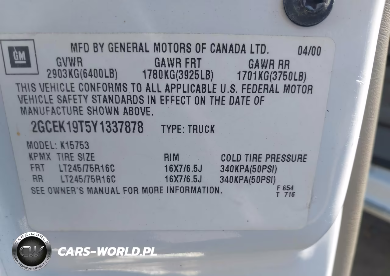 2000 Chevrolet Silverado 1500 Ls VIN:2GCEK19T5Y1337878 - 9
