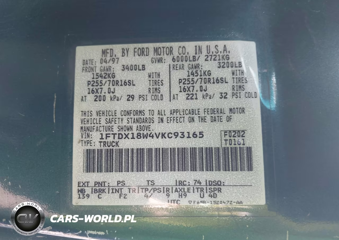 1997 Ford F-150 Lariat-Xl-Xlt VIN:1FTDX18W4VKC93165 - 9