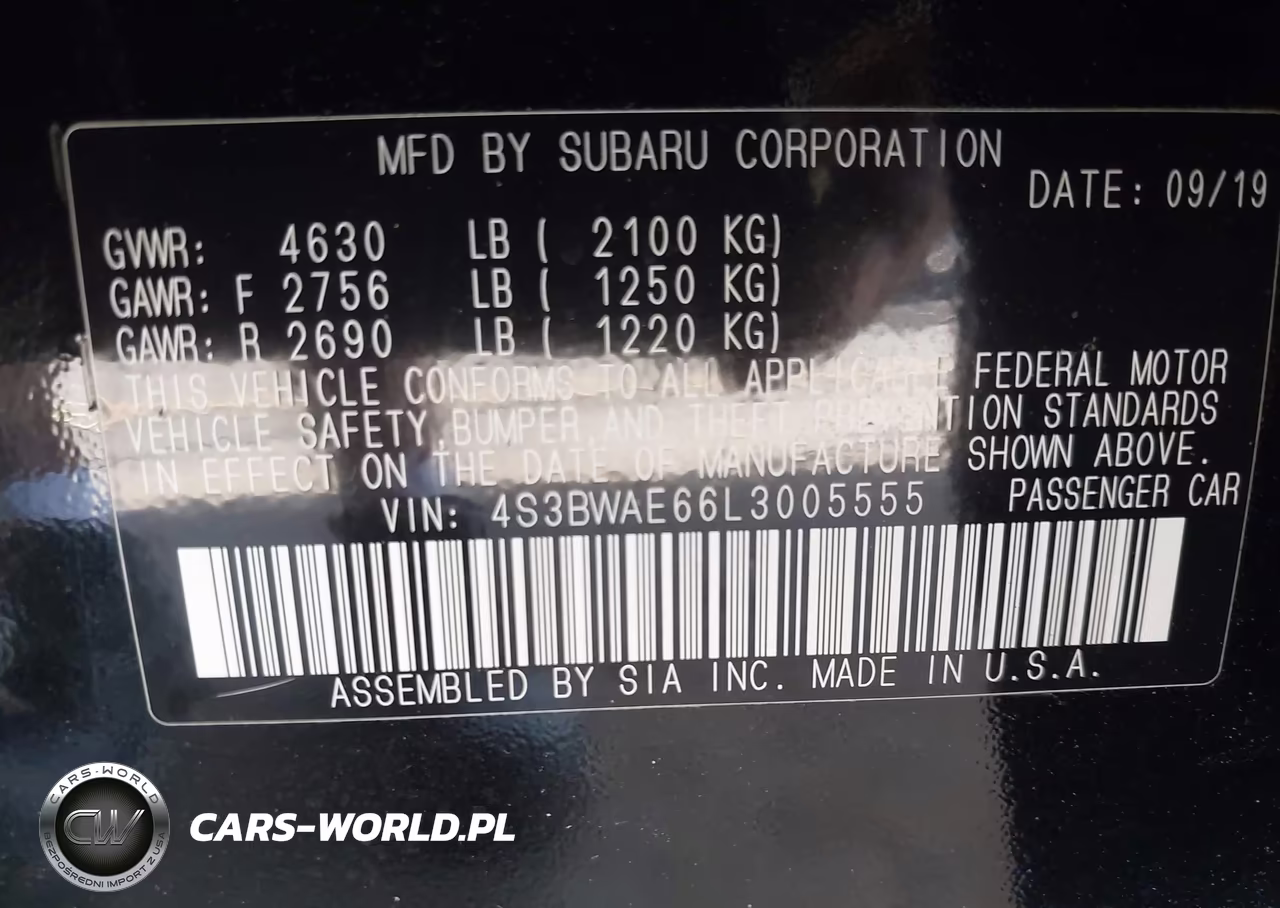 2020 Subaru Legacy Premium VIN:4S3BWAE66L3005555 - 9