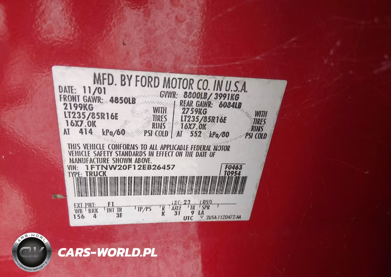 2002 Ford F-250 Lariat-Xl-Xlt VIN:1FTNW20F12EB26457 - 9