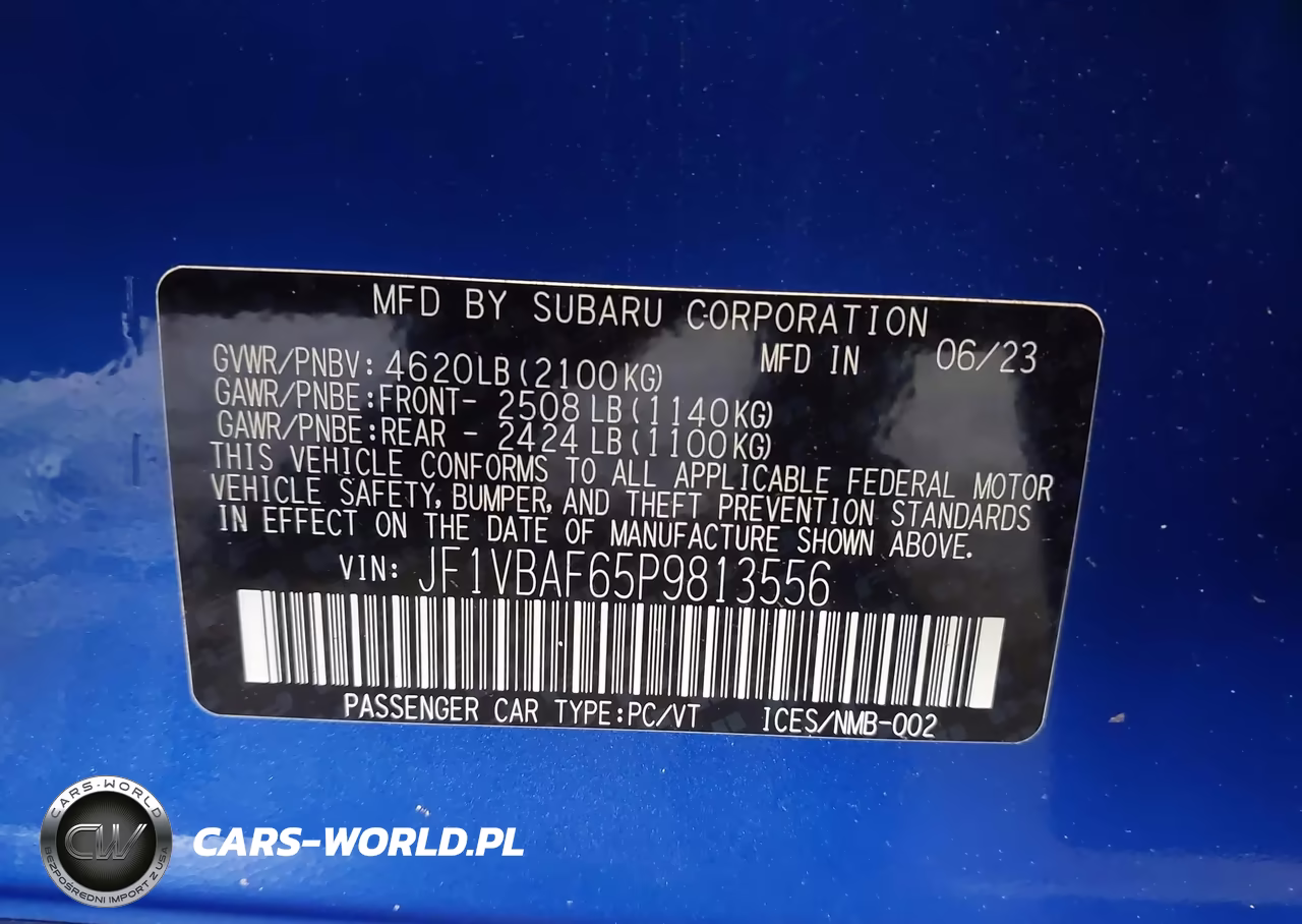 2023 Subaru Wrx Premium VIN:JF1VBAF65P9813556 - 9
