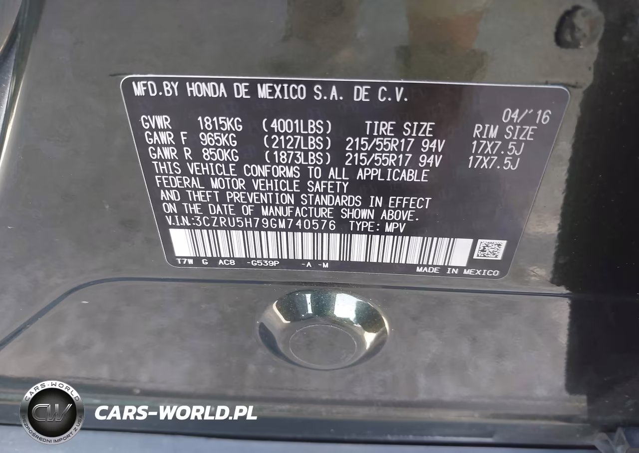 2016 Honda Hr-V Ex-L VIN:3CZRU5H79GM740576 - 9