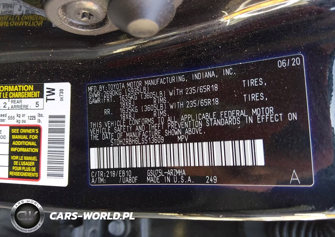 2020 Toyota Highlander Xle VIN:5TDHZRBH6LS513609 - 9