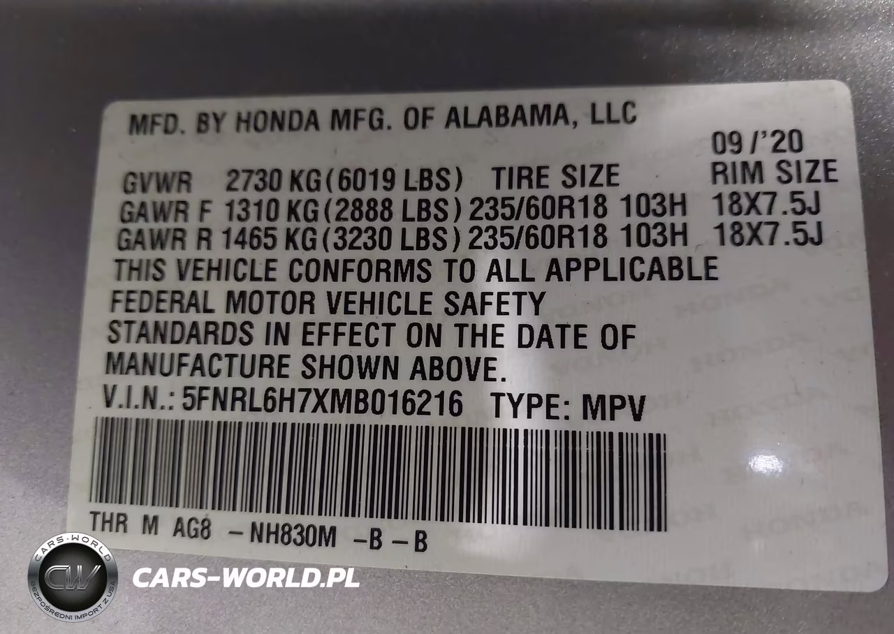 2021 Honda Odyssey Ex-L VIN:5FNRL6H7XMB016216 - 9