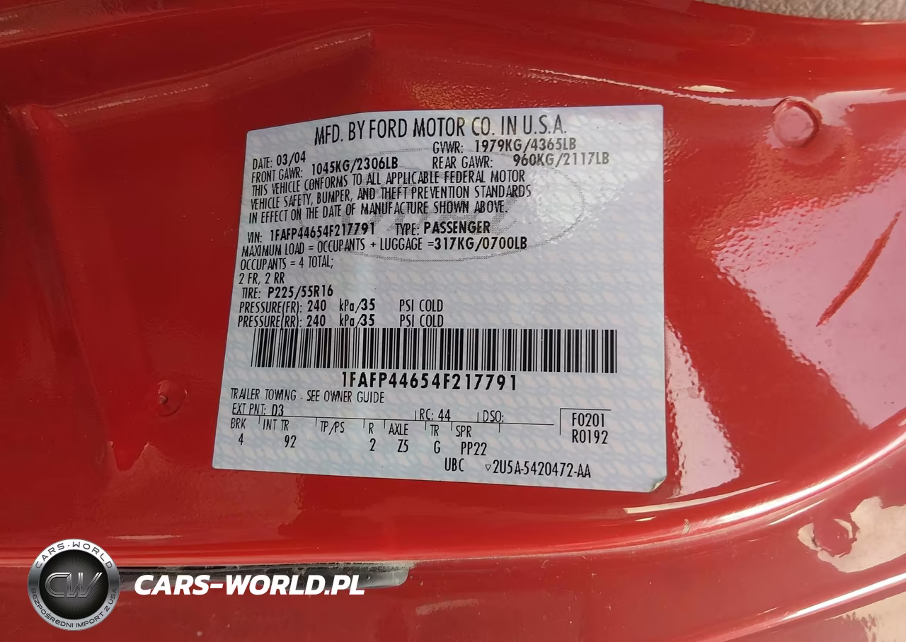 2004 Ford Mustang VIN:1FAFP44654F217791 - 9