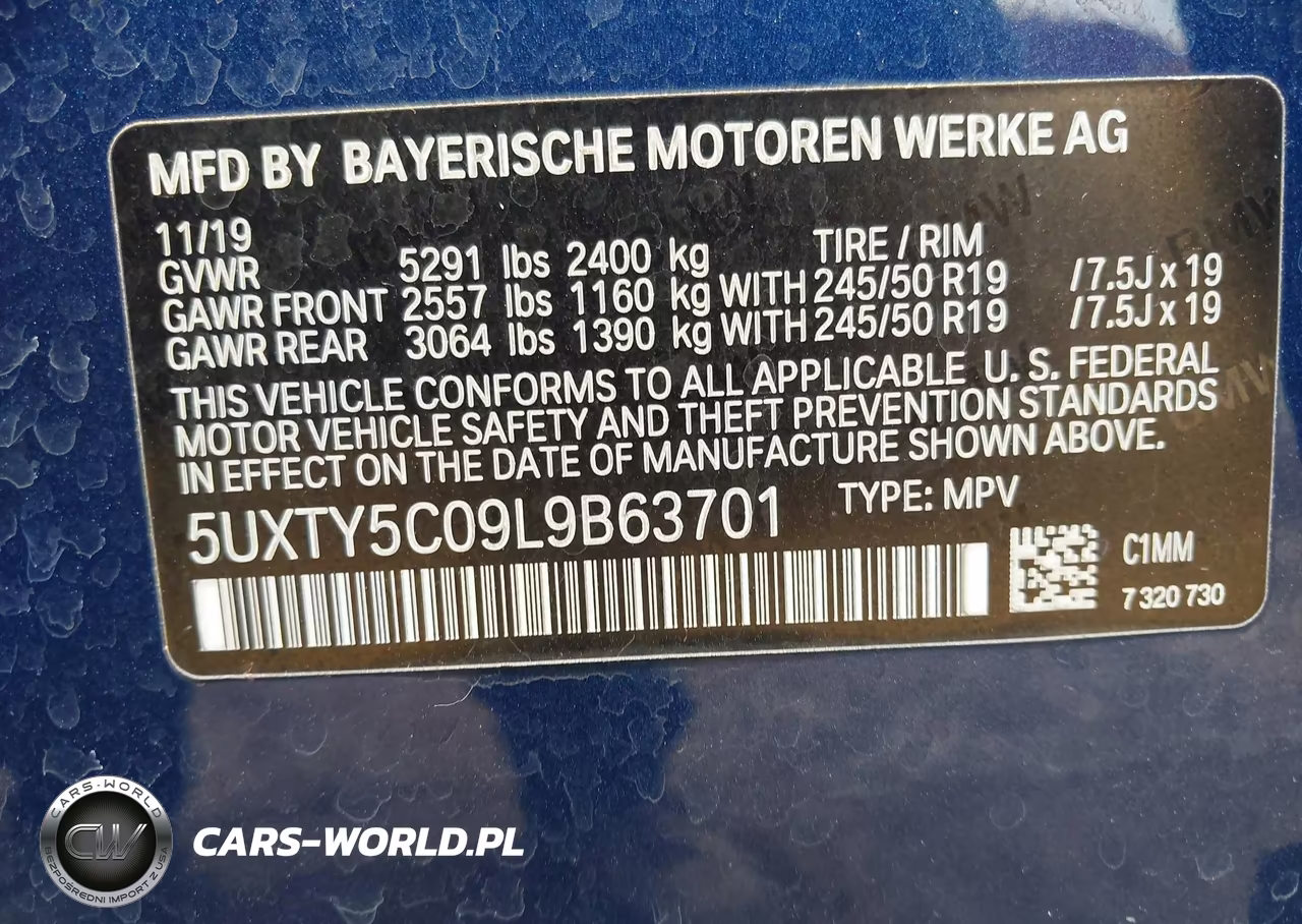 2020 BMW X3 xDrive30I VIN:5UXTY5C09L9B63701 - 9