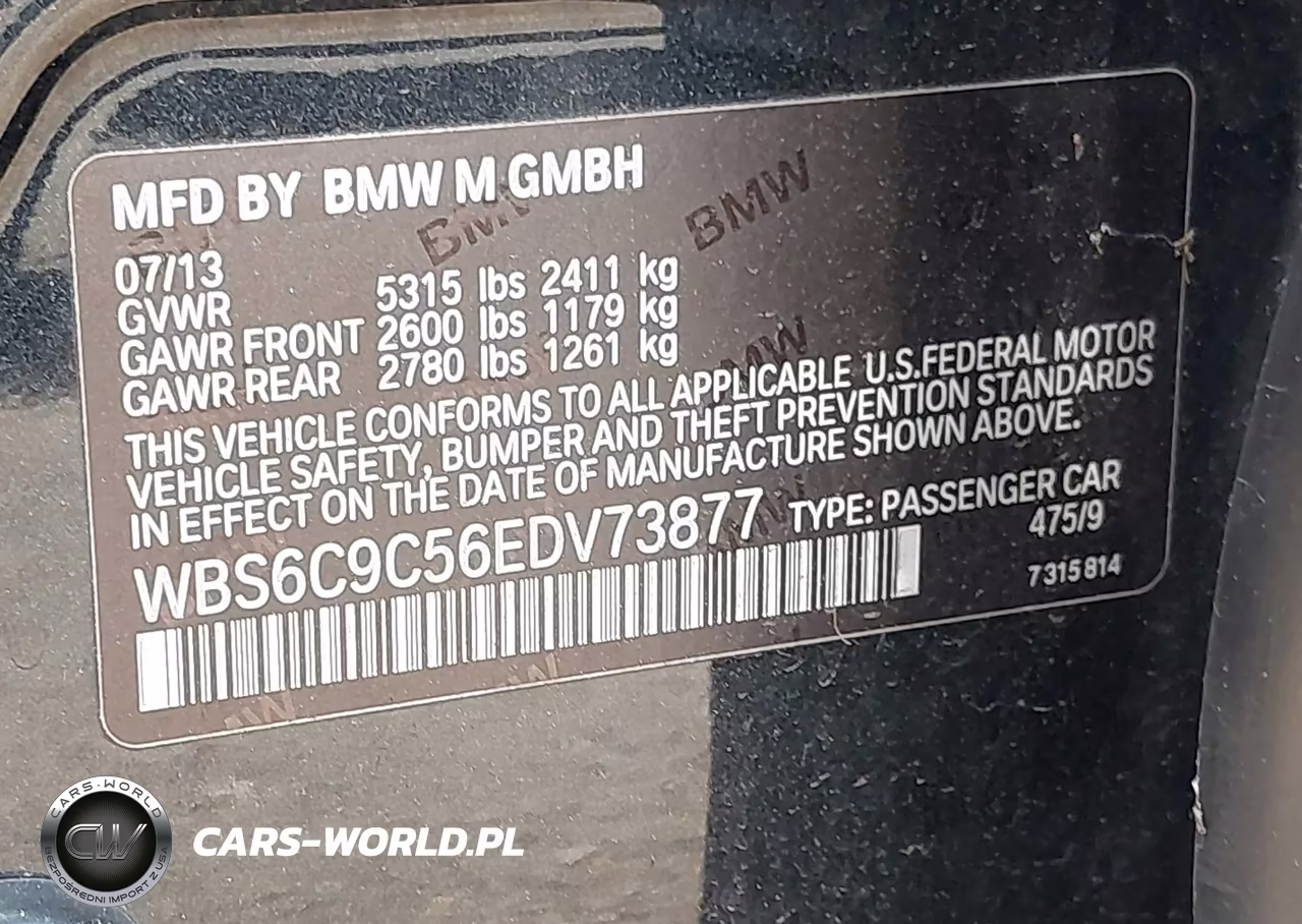 2014 BMW M6 Gran Coupe VIN:WBS6C9C56EDV73877 - 9