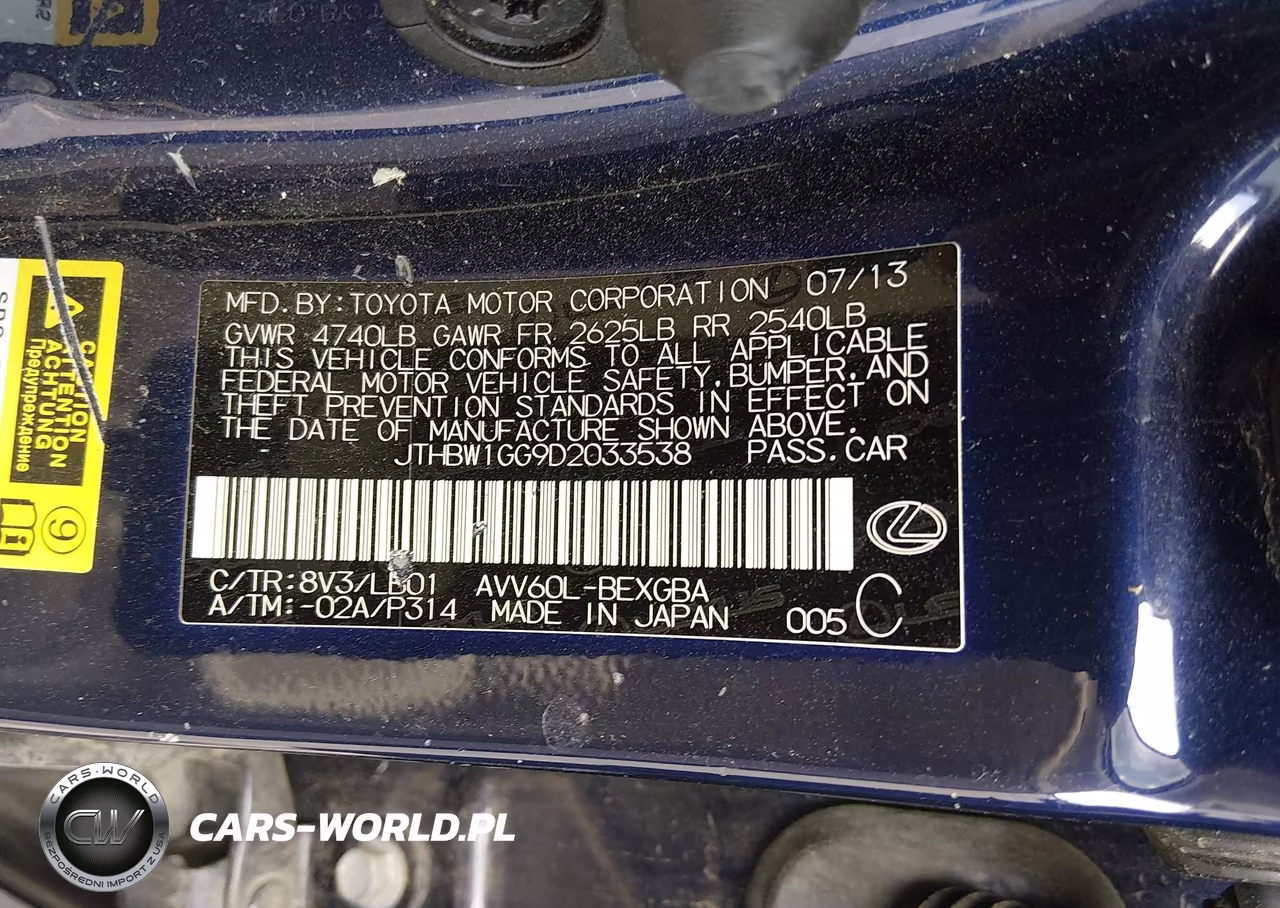 2013 Lexus Es 300H VIN:JTHBW1GG9D2033538 - 9