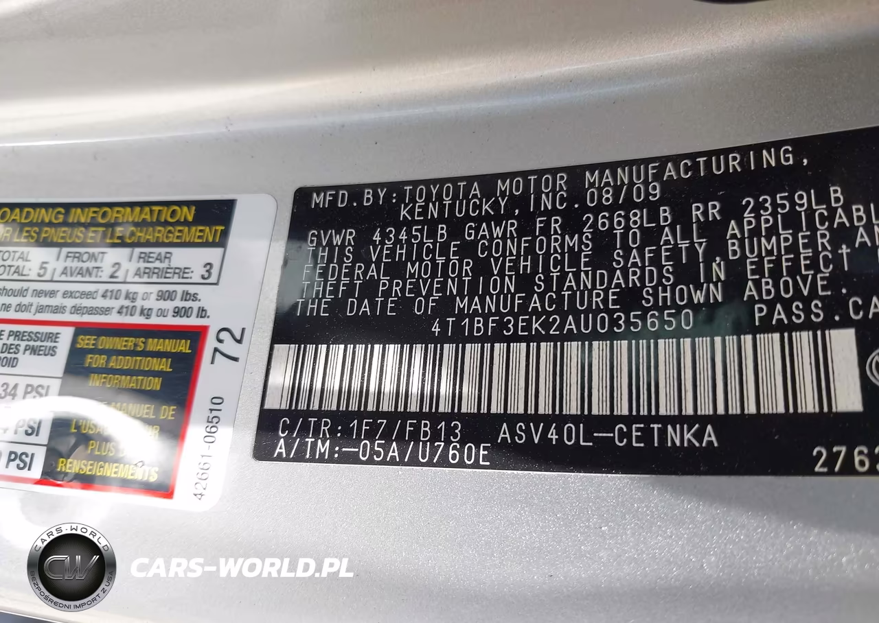 2010 Toyota Camry Le VIN:4T1BF3EK2AU035650 - 9