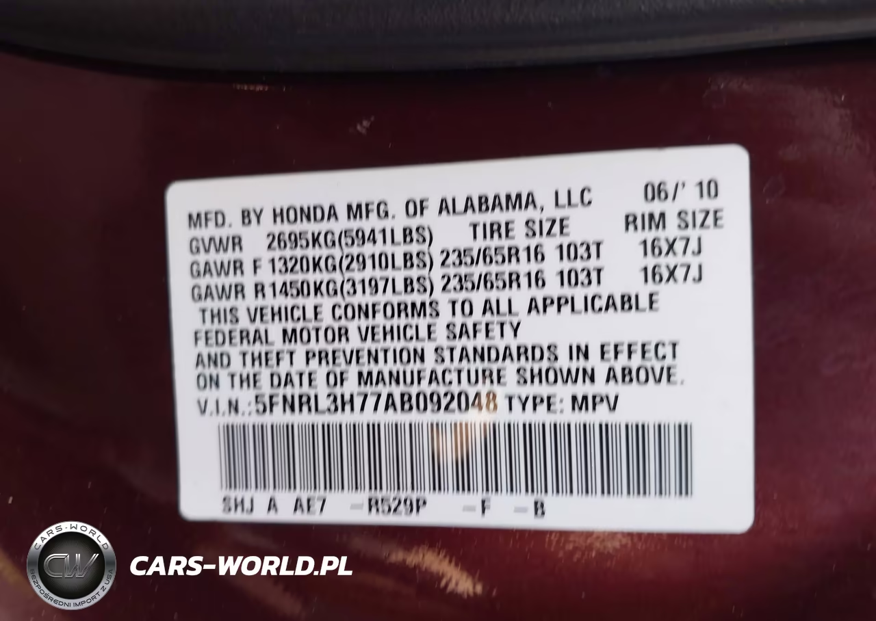 2010 Honda Odyssey Ex-L VIN:5FNRL3H77AB092048 - 9