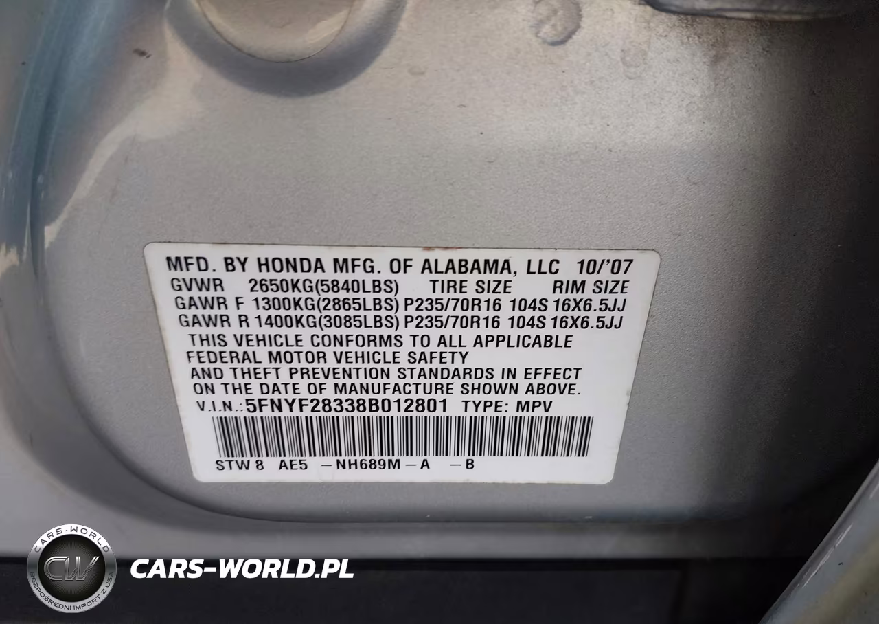2008 Honda Pilot Se VIN:5FNYF28338B012801 - 9
