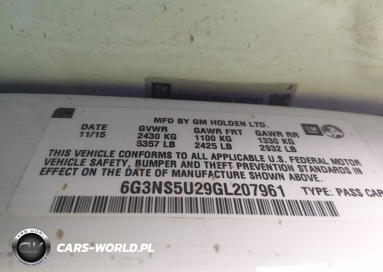 CHEVROLET CAPRICE PO VIN:6G3NS5U29GL207961 - 9