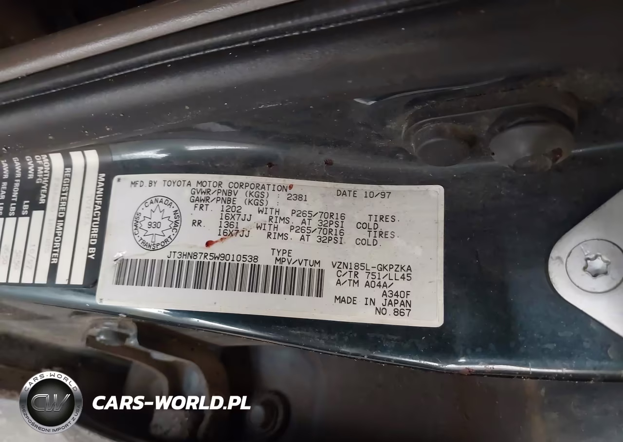 1998 Toyota 4Runner Limited VIN:JT3HN87R5W9010538 - 9
