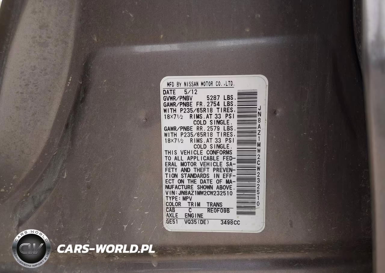 2012 Nissan Murano Sl VIN:JN8AZ1MW2CW232510 - 9