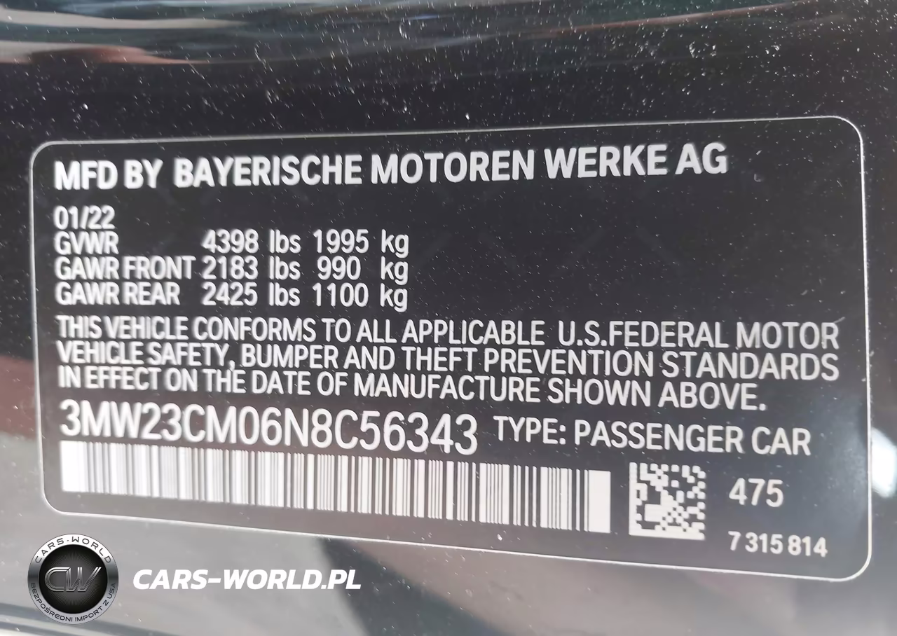 2022 BMW 230 I VIN:3MW23CM06N8C56343 - 9