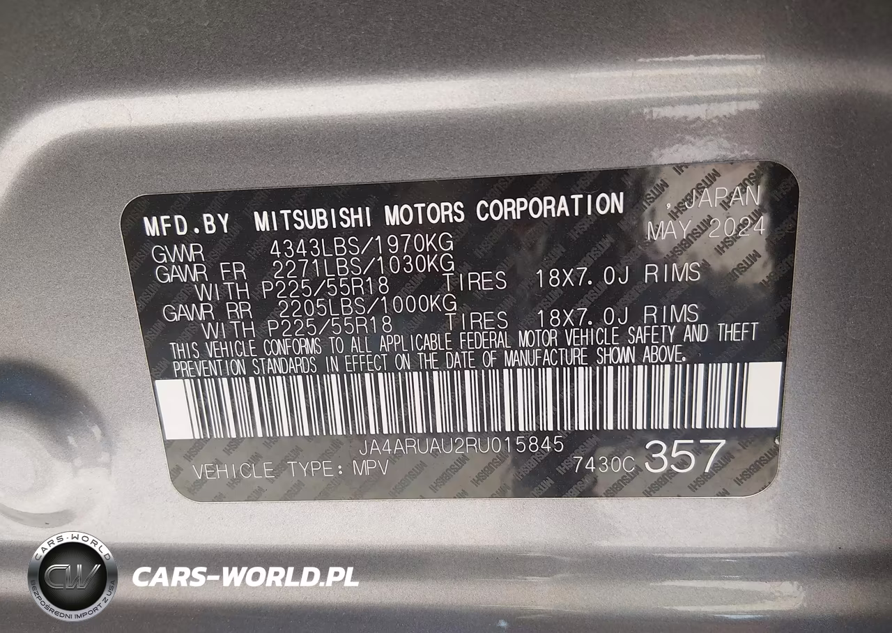 2024 Mitsubishi Outlander Sport 2.0 Es Awc-2.0 Le Awc-2.0 Ralliart Awc-2.0 S Awc-2.0 Se Awc-2.0 Trail Edition Awc VIN:JA4ARUAU2RU015845 - 9
