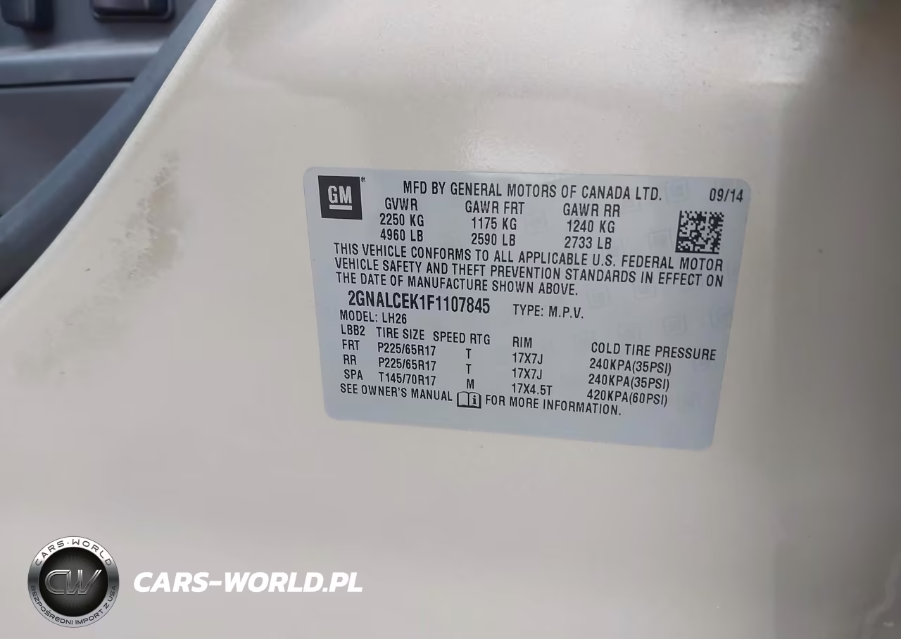2015 Chevrolet Equinox Lt VIN:2GNALCEK1F1107845 - 9