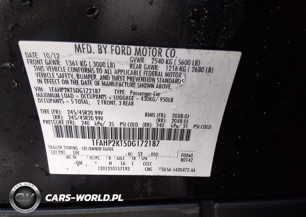 2013 Ford Taurus Sho VIN:1FAHP2KT5DG172187 - 9