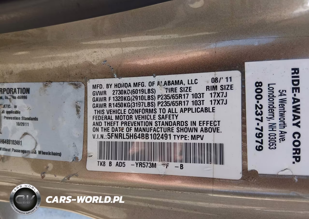 2011 Honda Odyssey Ex-L VIN:5FNRL5H64BB102491 - 9