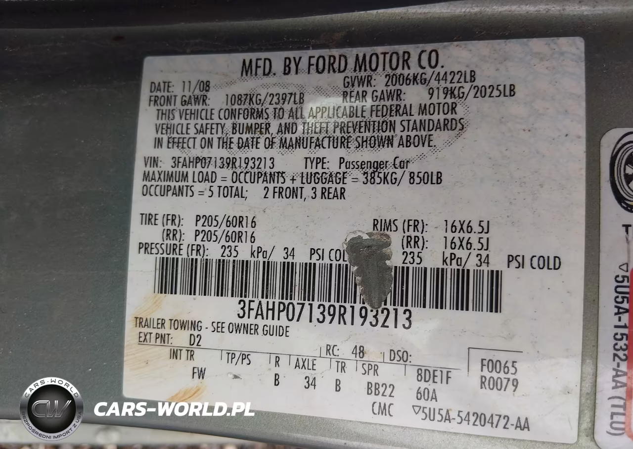 2009 Ford Fusion Se VIN:3FAHP07139R193213 - 9