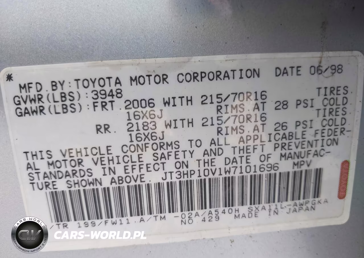 1998 Toyota Rav4 VIN:JT3HP10V1W7101696 - 9