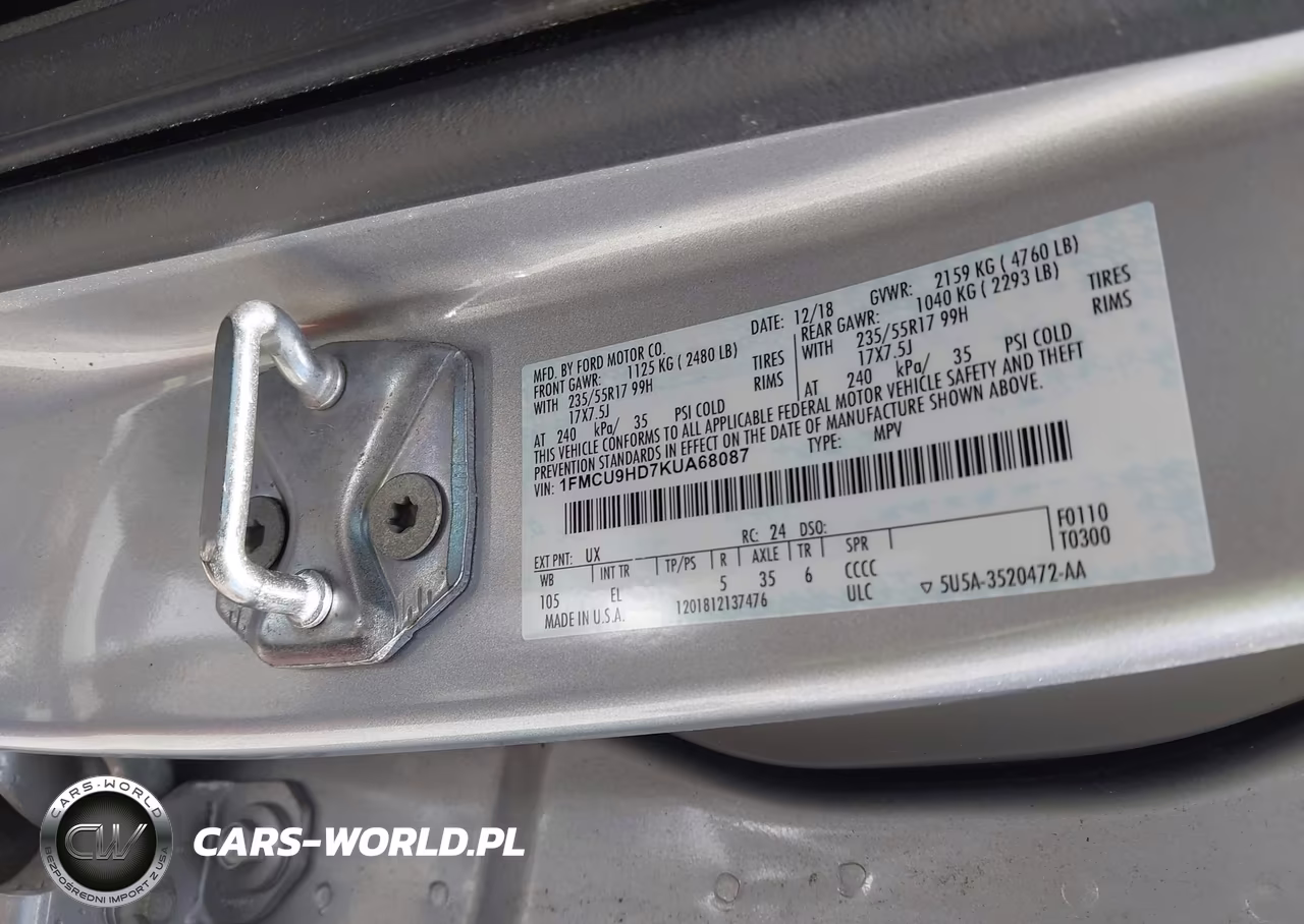 2019 Ford Escape Sel VIN:1FMCU9HD7KUA68087 - 9