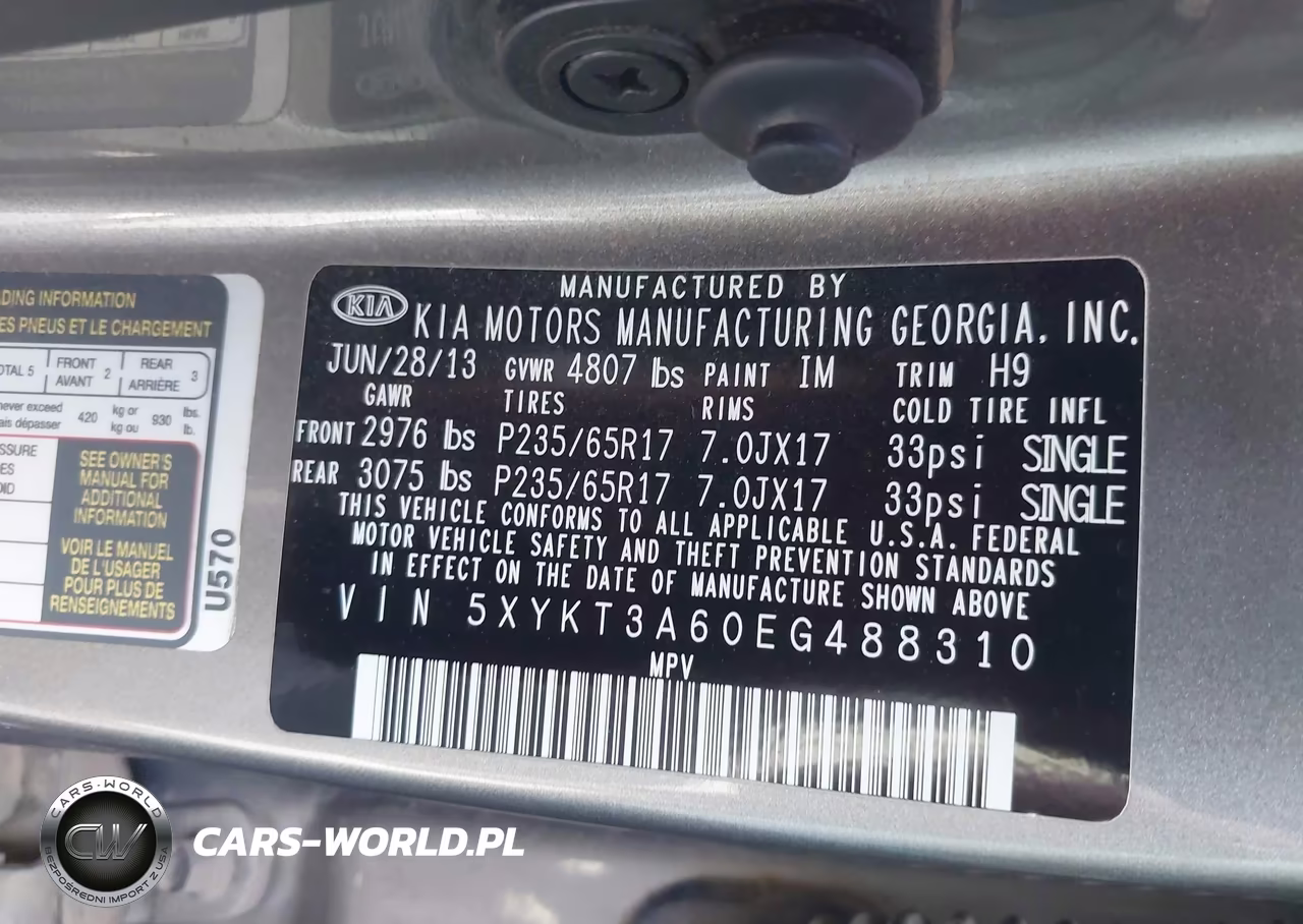 2014 Kia Sorento Lx VIN:5XYKT3A60EG488310 - 9