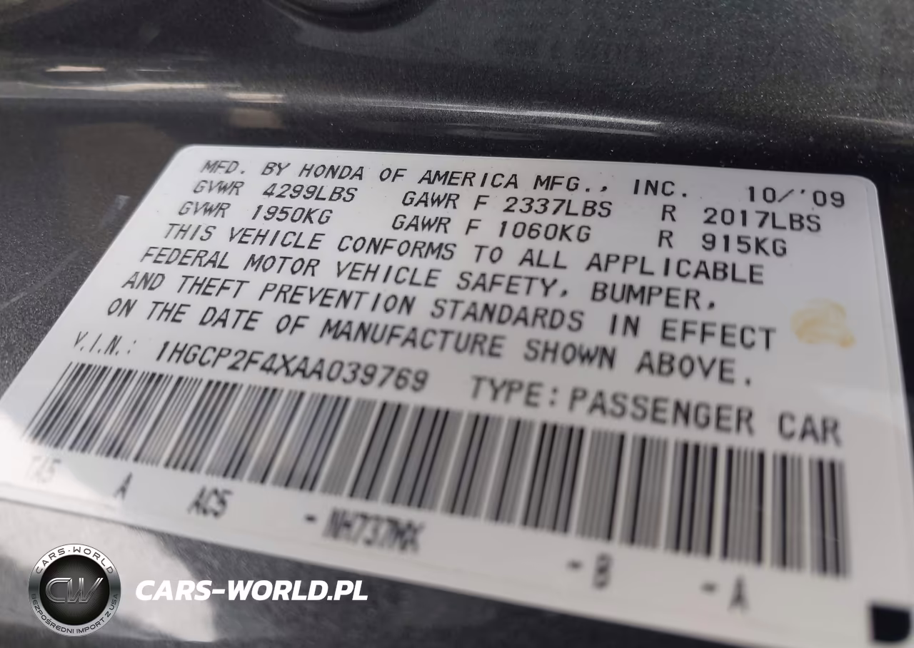 2010 Honda Accord 2.4 Lx-P VIN:1HGCP2F4XAA039769 - 9