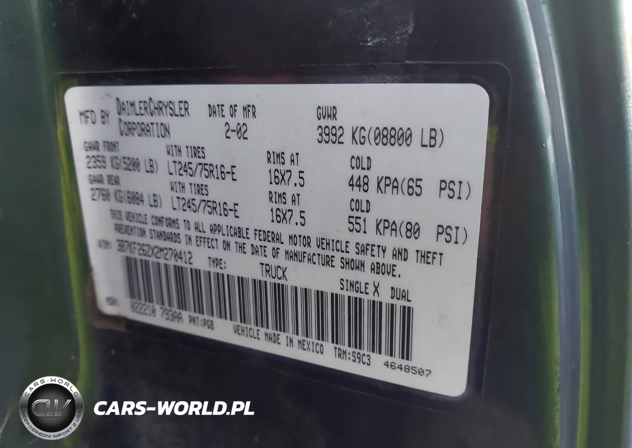 2002 Dodge Ram 2500 St VIN:3B7KF26ZX2M270412 - 9