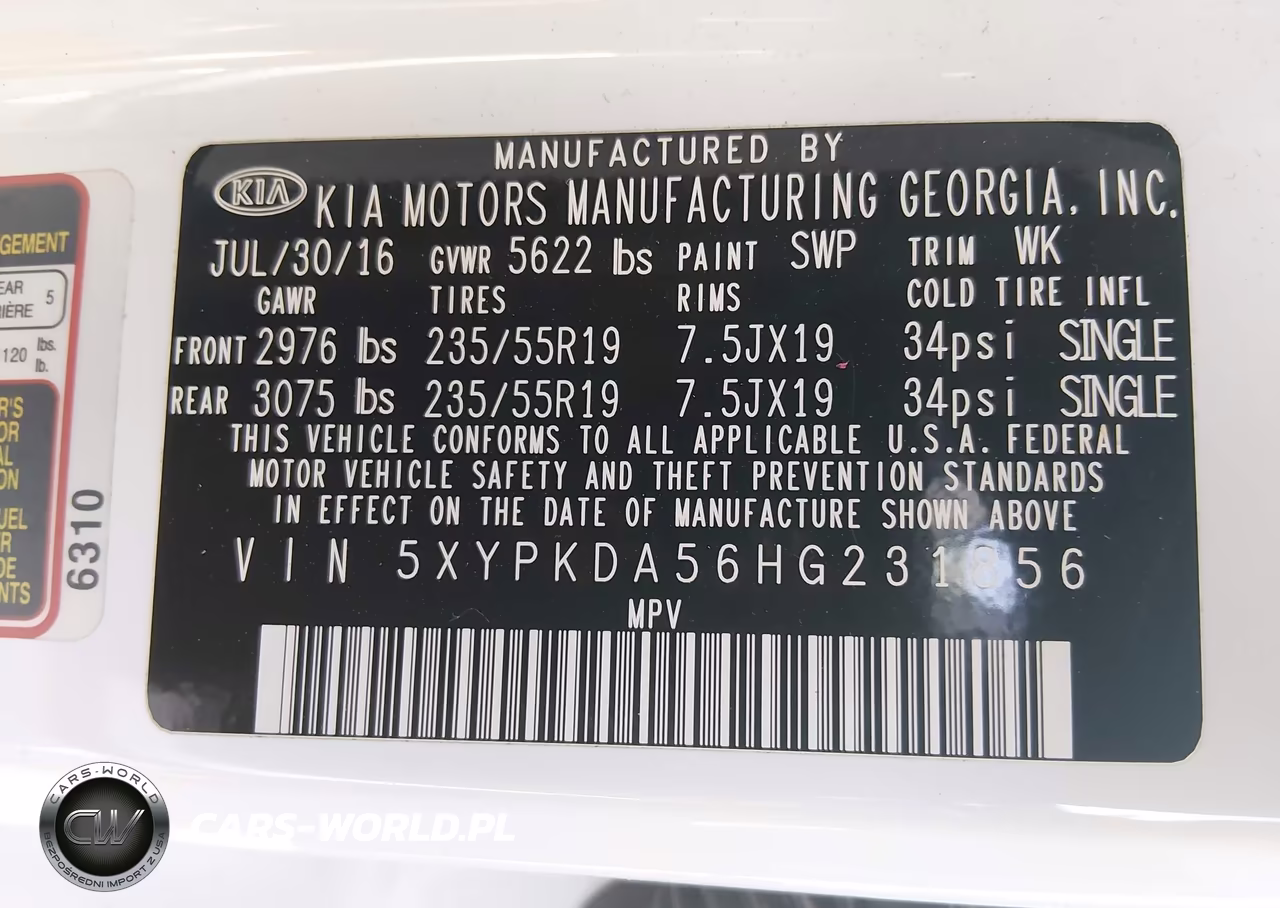 2017 Kia Sorento 3.3L Sxl VIN:5XYPKDA56HG231856 - 9