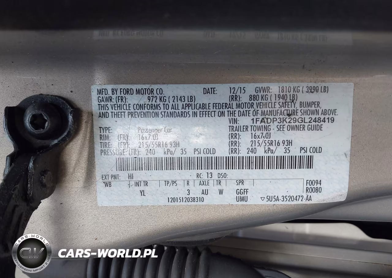 2016 Ford Focus Se VIN:1FADP3K29GL248419 - 9
