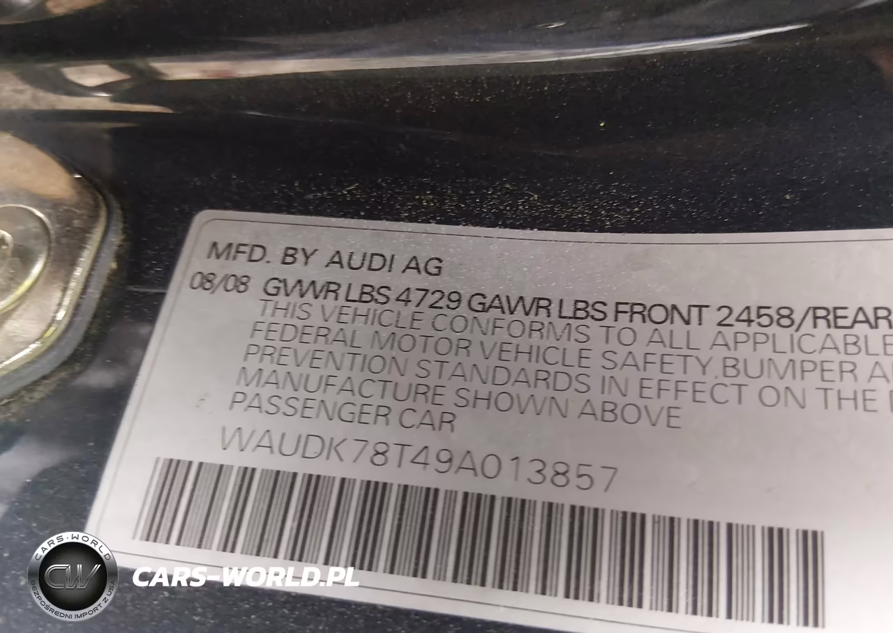 2009 Audi A5 3.2L VIN:WAUDK78T49A013857 - 9