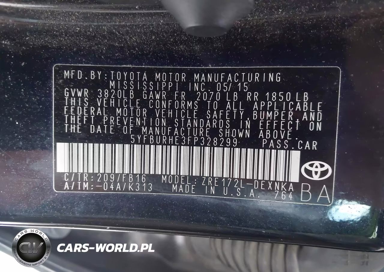 2015 Toyota Corolla Le VIN:5YFBURHE3FP328299 - 9