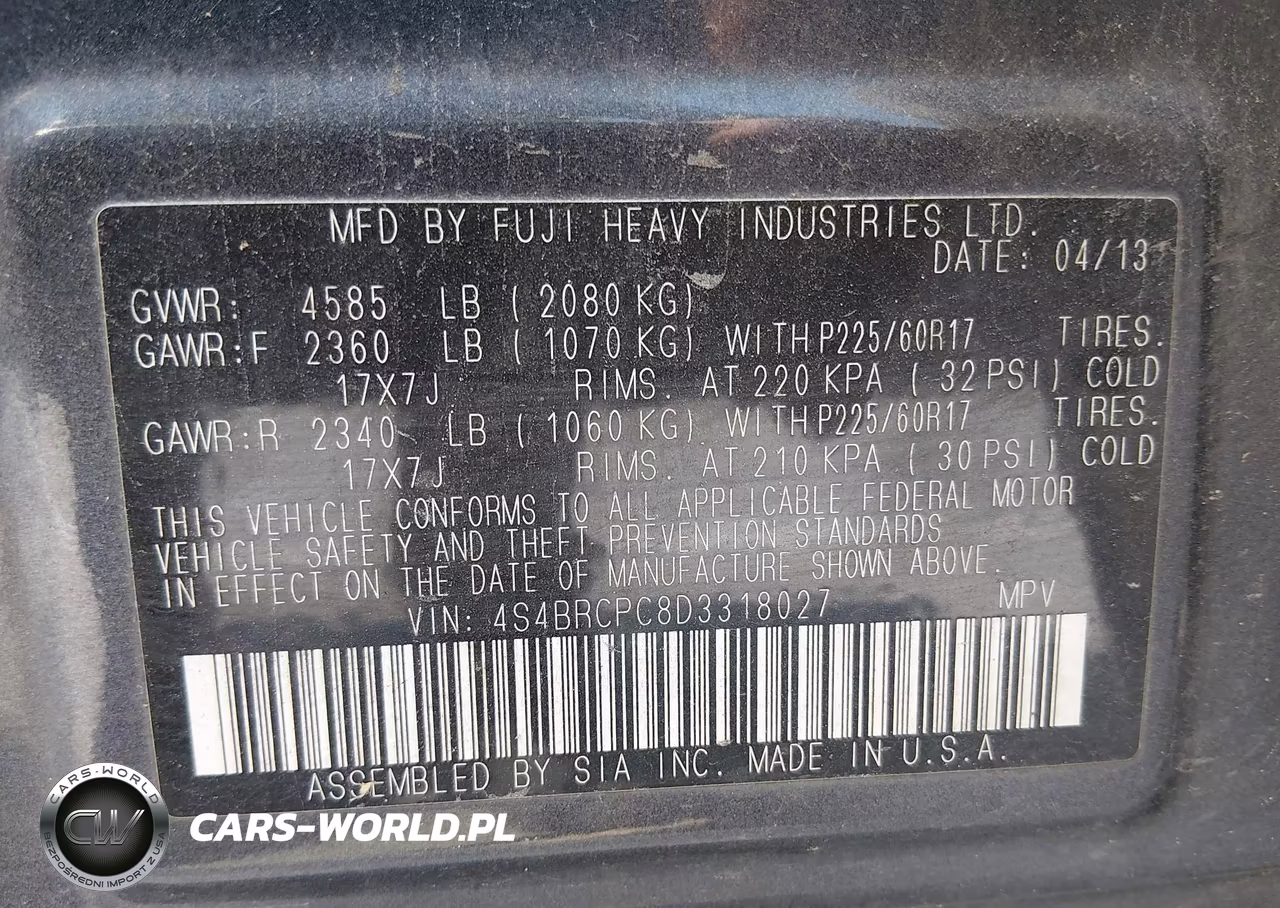 2013 Subaru Outback 2.5I Limited VIN:4S4BRCPC8D3318027 - 9
