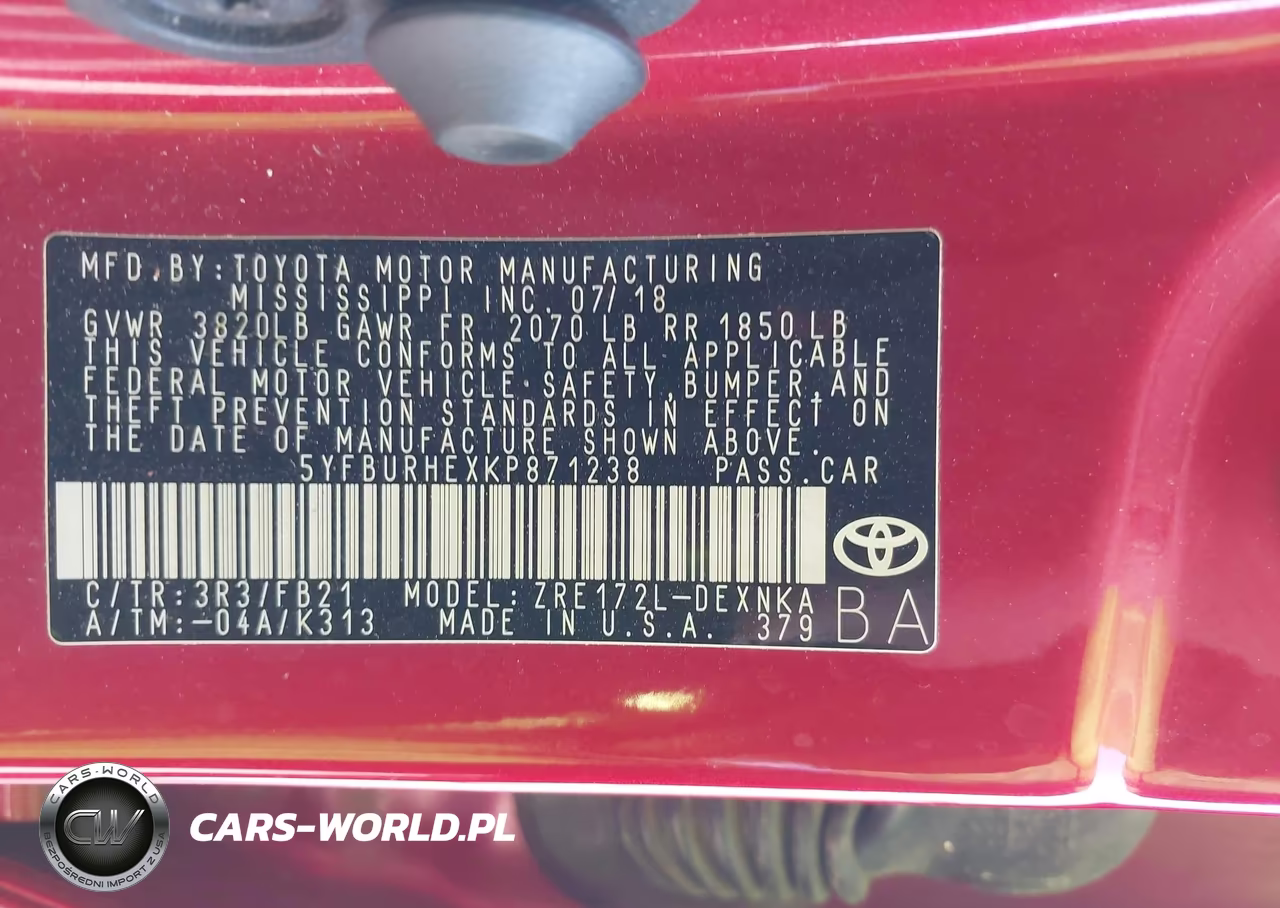 2019 Toyota Corolla Le VIN:5YFBURHEXKP871238 - 9