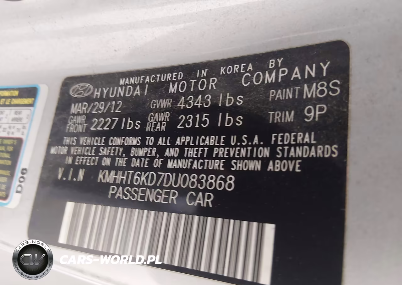 2013 Hyundai Genesis 2.0T Premium VIN:KMHHT6KD7DU083868 - 9