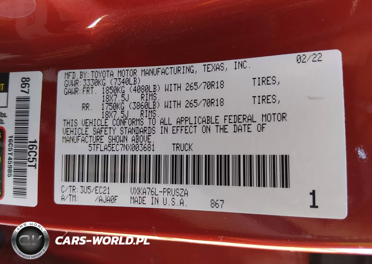 2022 Toyota Tundra Sr5 VIN:5TFLA5EC7NX003681 - 9