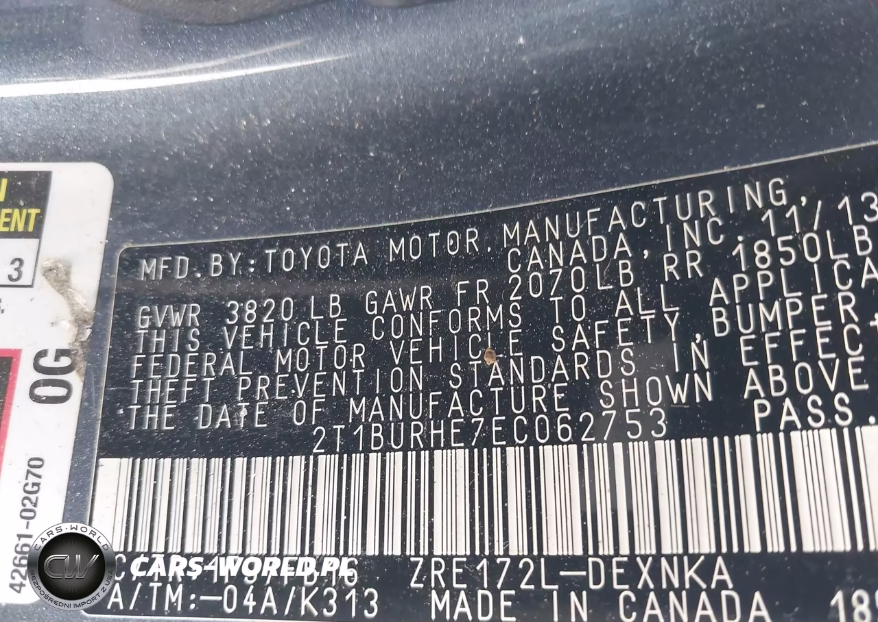 2014 Toyota Corolla Le VIN:2T1BURHE7EC062753 - 9