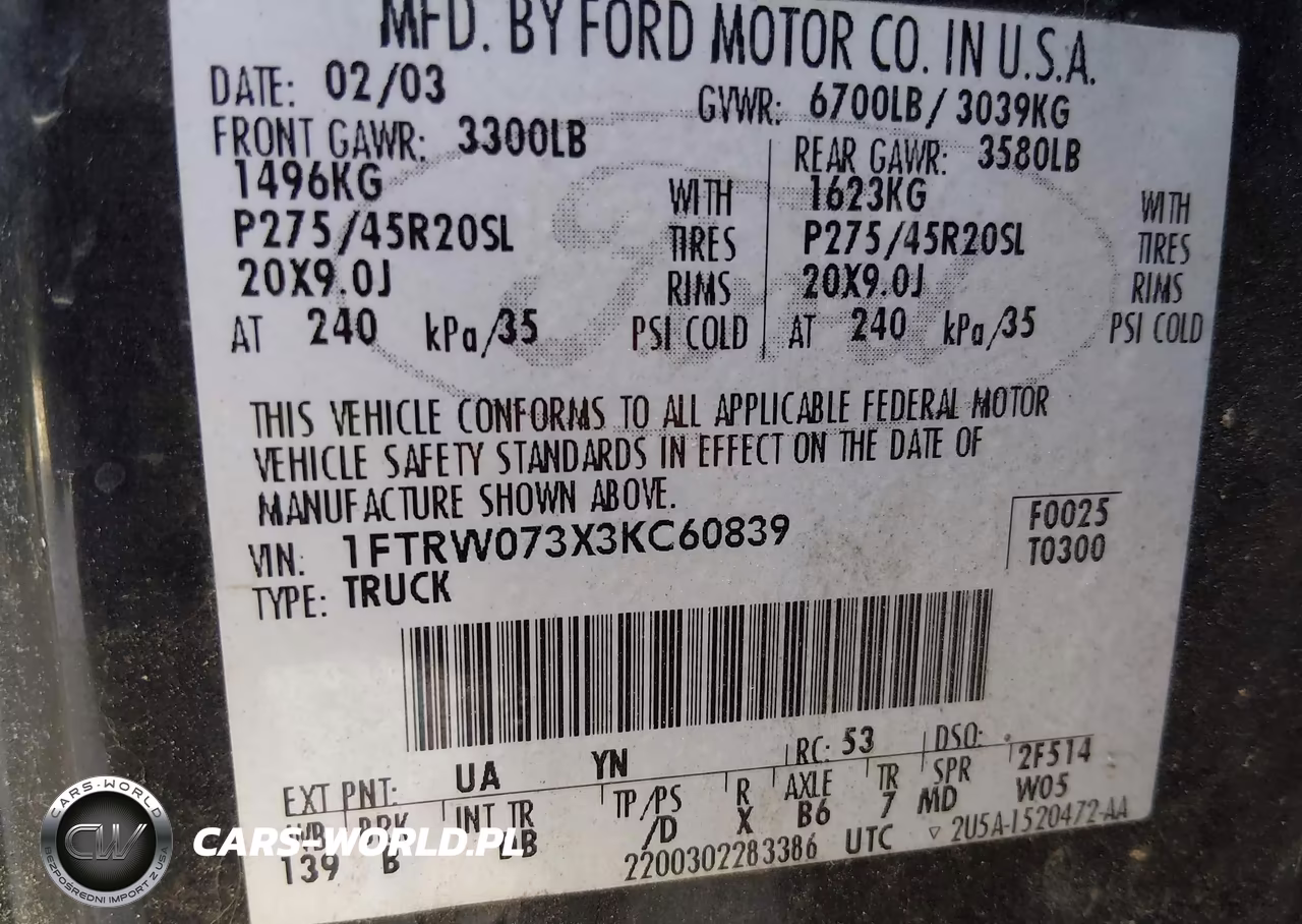2003 Ford F-150 Lariat VIN:1FTRW073X3KC60839 - 9