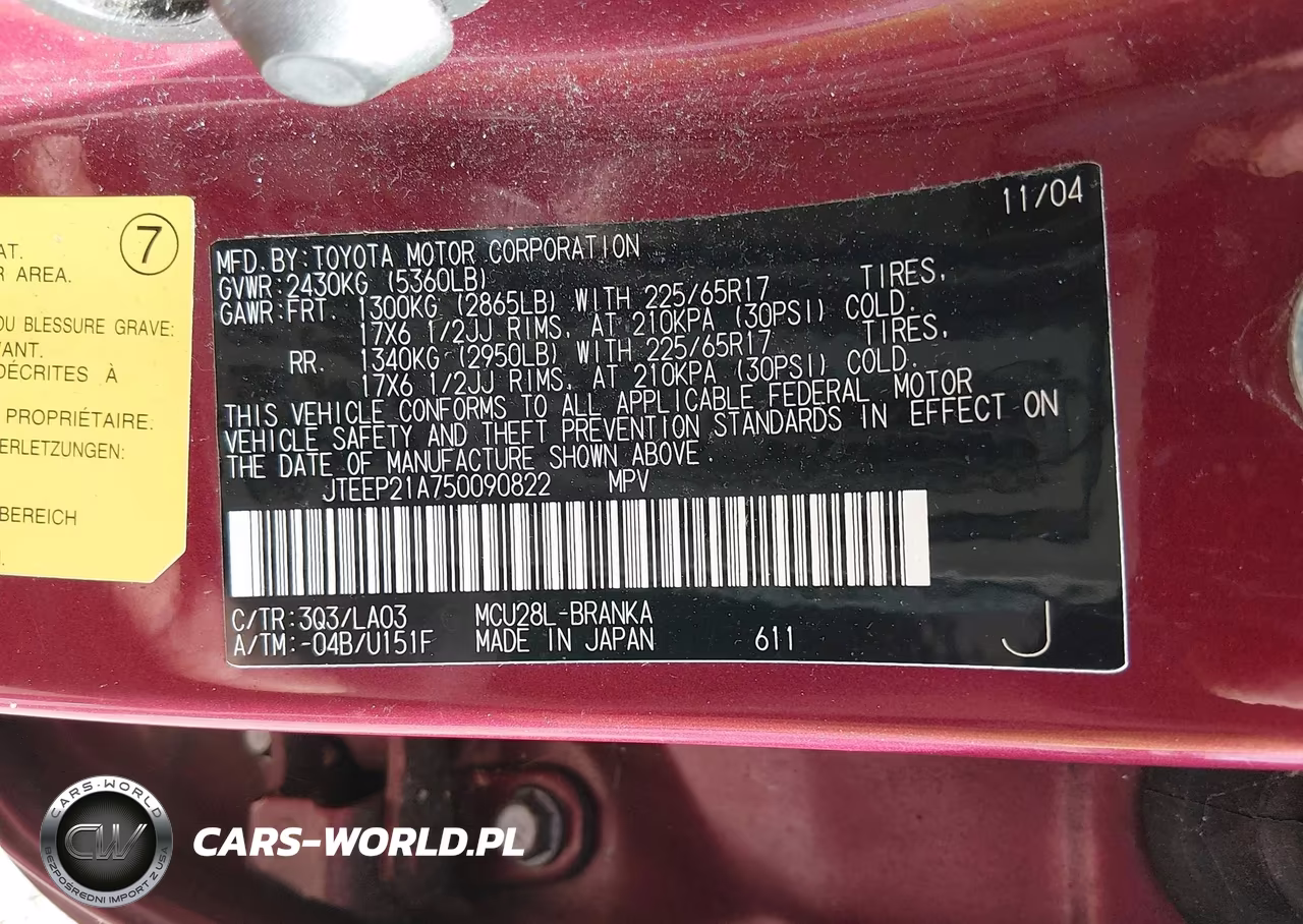 2005 Toyota Highlander Limited V6 VIN:JTEEP21A750090822 - 9