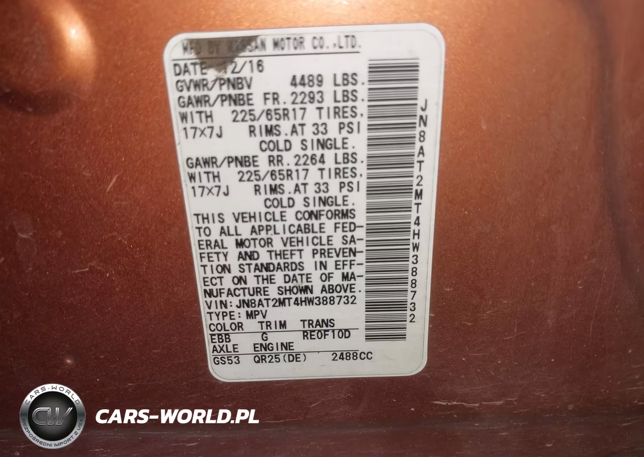 2017 Nissan Rogue Sv VIN:JN8AT2MT4HW388732 - 9