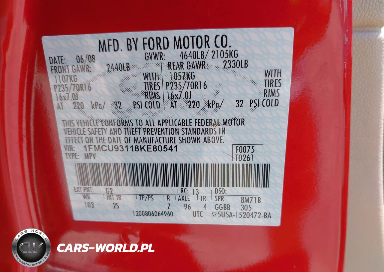 2008 Ford Escape Xlt VIN:1FMCU93118KE80541 - 9