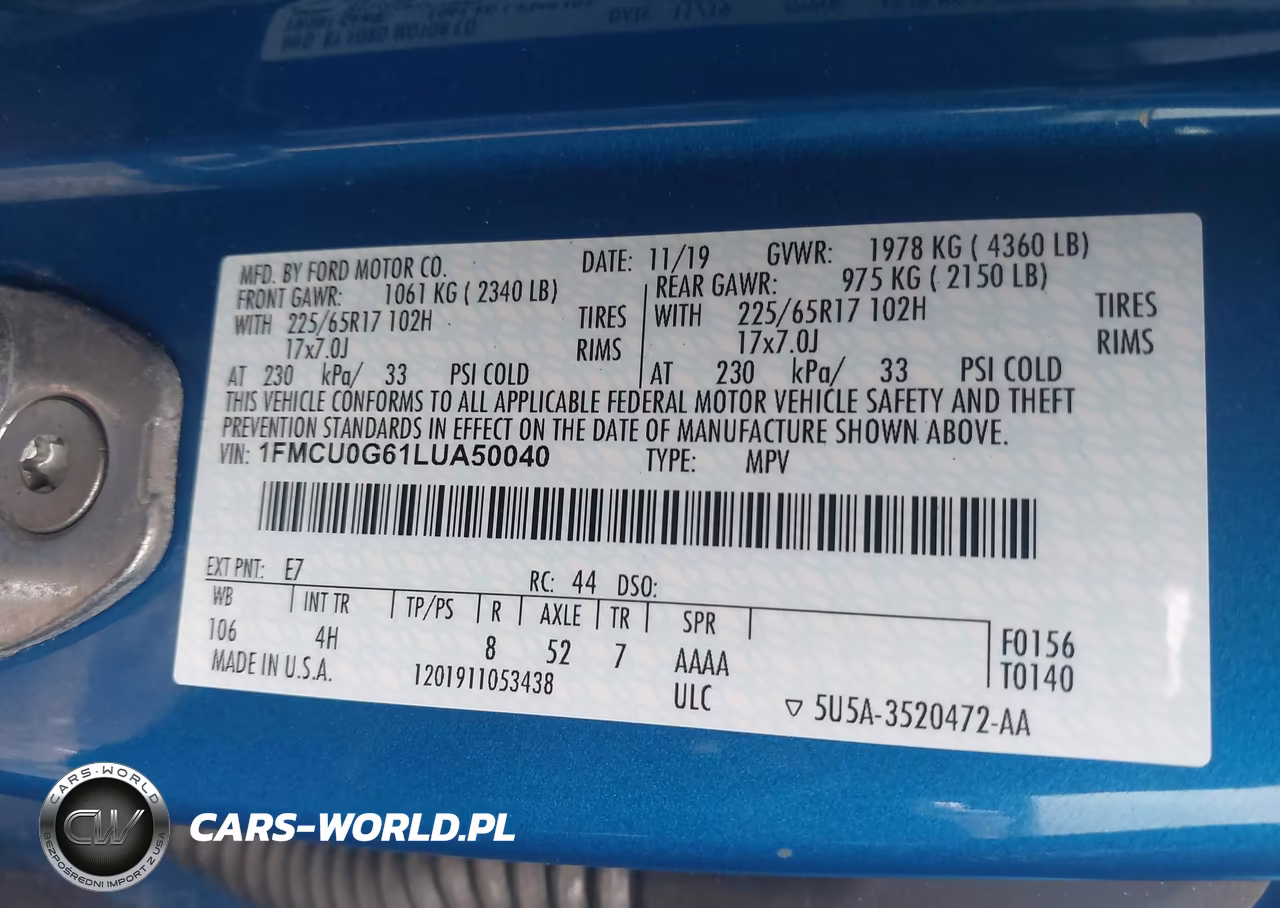 2020 Ford Escape Se VIN:1FMCU0G61LUA50040 - 9