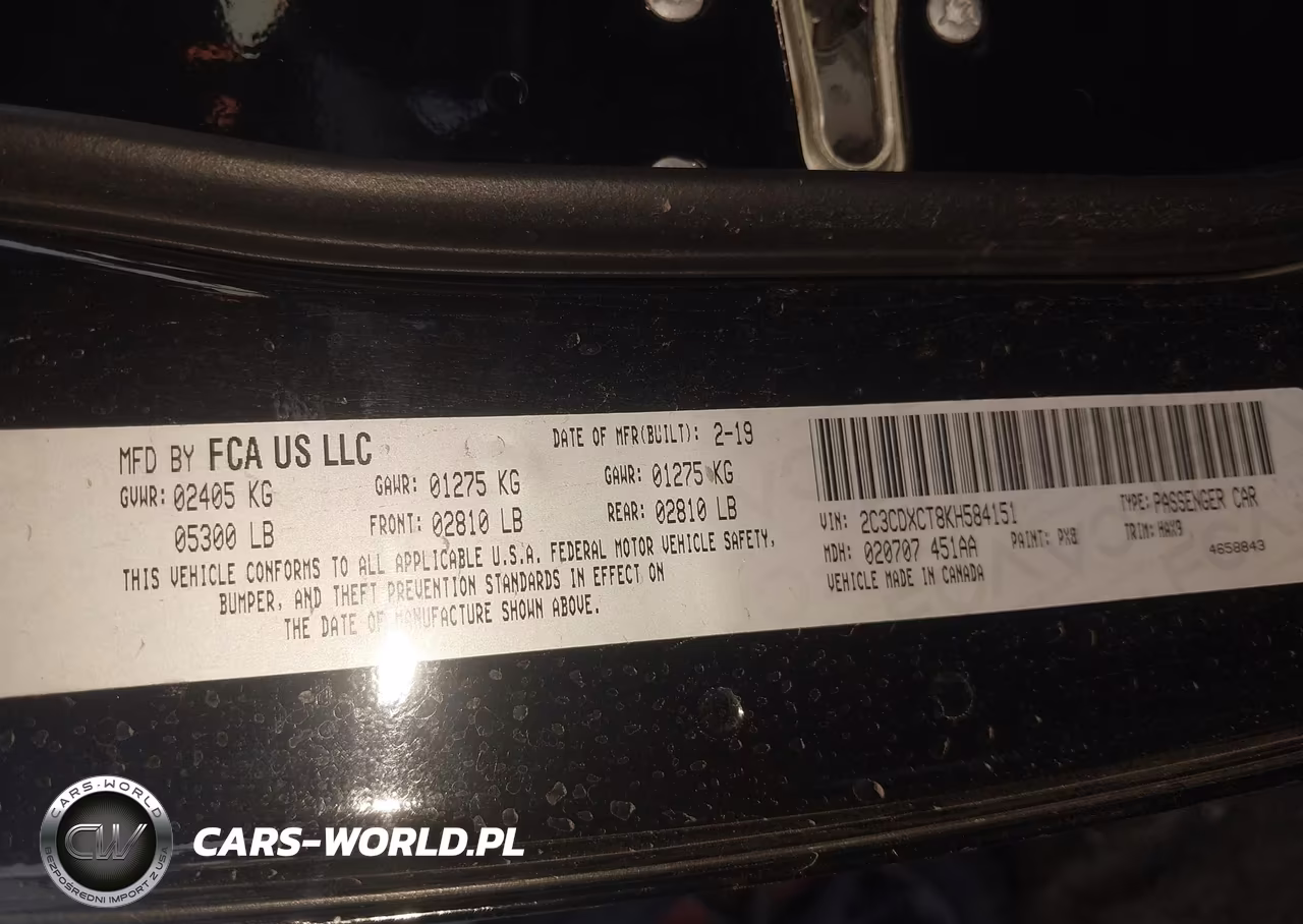 2019 Dodge Charger R-T Rwd VIN:2C3CDXCT8KH584151 - 9