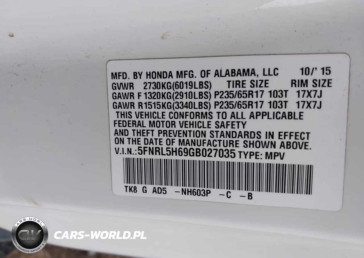 2016 Honda Odyssey Ex-L VIN:5FNRL5H69GB027035 - 9