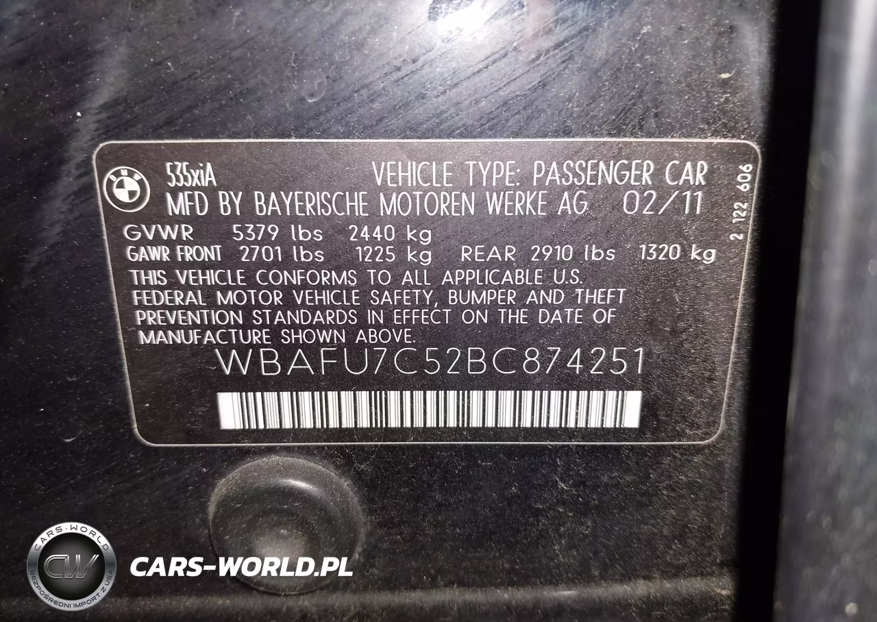 2011 BMW 535I xDrive VIN:WBAFU7C52BC874251 - 9