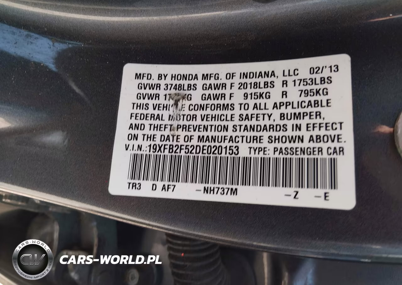 2013 Honda Civic Lx VIN:19XFB2F52DE020153 - 9