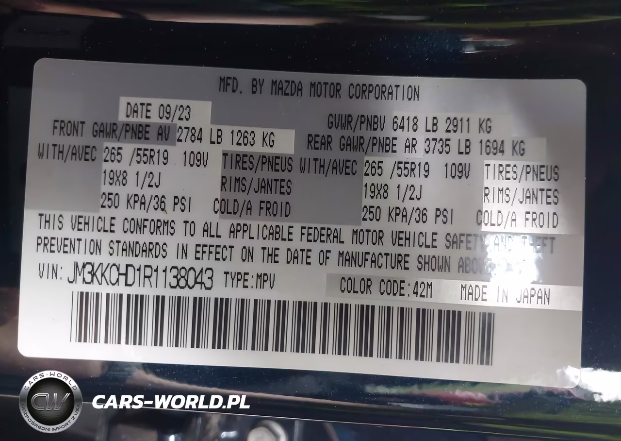 2024 Mazda Cx-90 3.3 Turbo Preferred Plus VIN:JM3KKCHD1R1138043 - 9