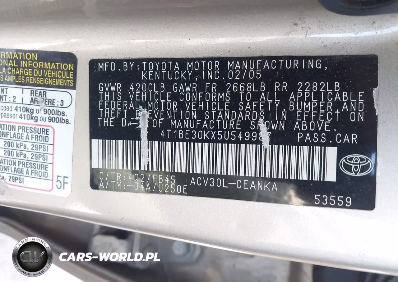 2005 Toyota Camry Le VIN:4T1BE30KX5U549987 - 9