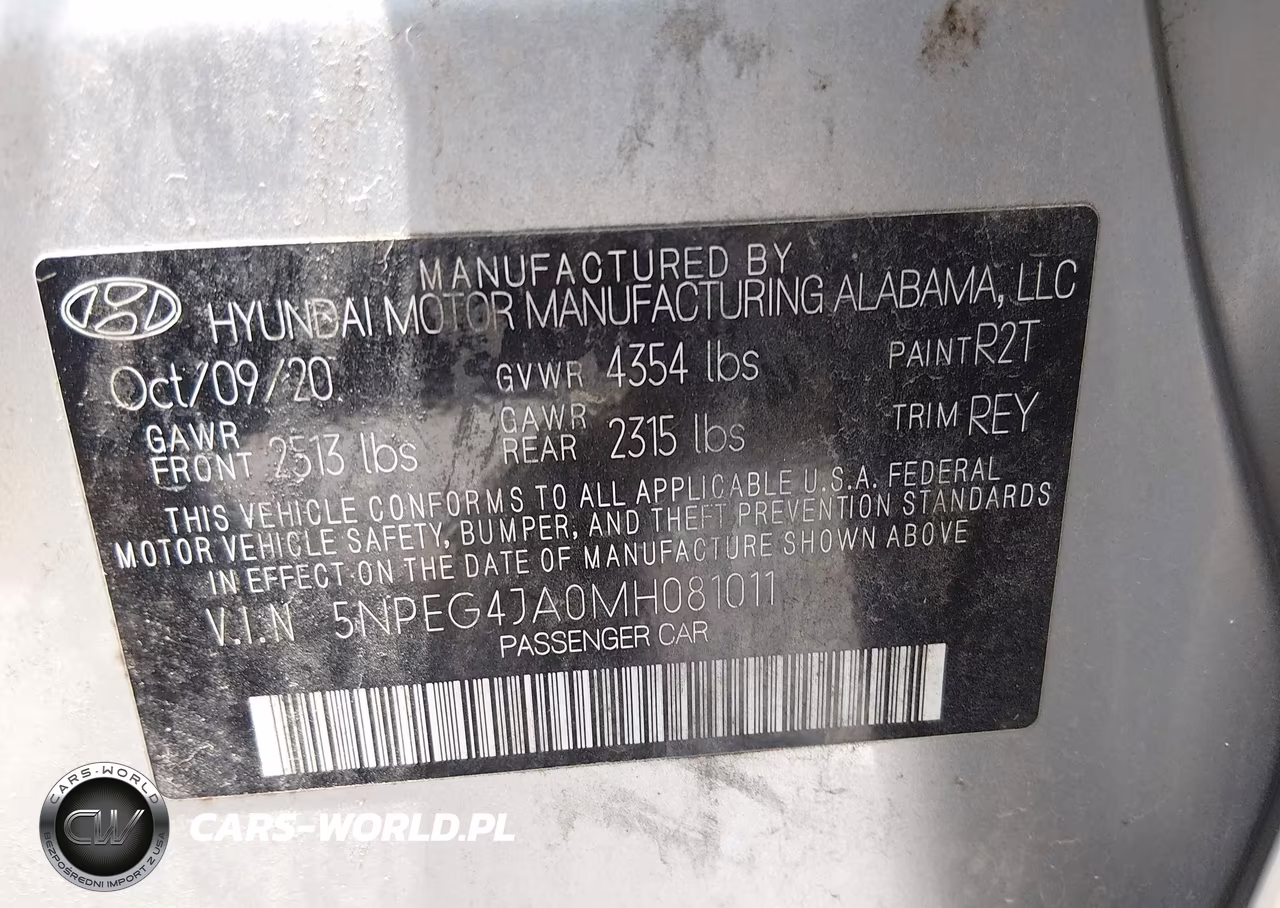 2021 Hyundai Sonata Se VIN:5NPEG4JA0MH081011 - 9